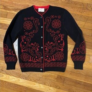 Pendleton Black and Red Cardigan Sweater